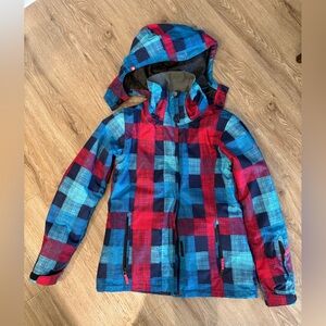 Roxy Red and Blue Plaid Ski Jacket